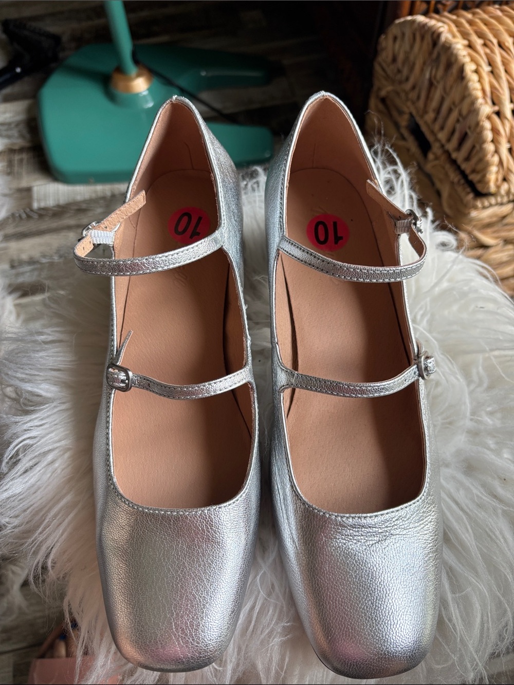 Madewell Metallic Silver Mary Jane Heels - Picture 2 of 3